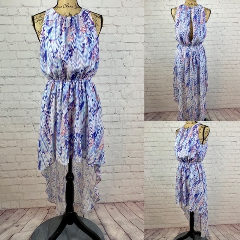 Forever21 Paintbrush Print High Lo Open Back Dress